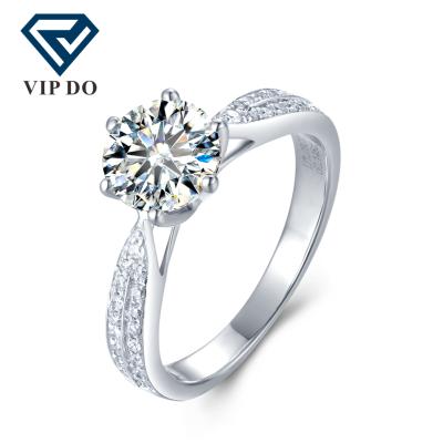 China Romantic Customize 18K Gold AU750 Lab Diamond D Color FL 3EX Clarity Cut Round Brilliant Cut Moissanite Crown 6claw Wedding Ring Jewelry for sale