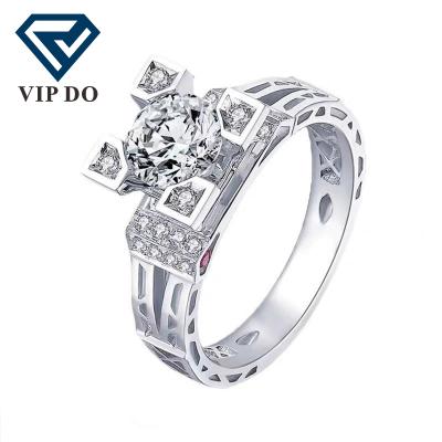 China Romantic Customize 18K Gold AU750 Lab Diamond D Color FL 3EX Clarity Cut Round Moissanite Women Ring Round Style Wedding Ring Jewelry for sale