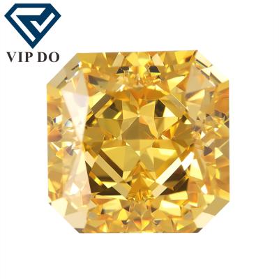 China Fire Moissanite vvs diamond color play or wholesale with GRA certificate light color square princess golden yellow ice cut shape corner moissanite for sale