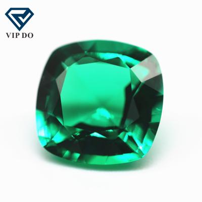 China Sparkle Shape Cushion Cut Faceted Green Green Color 2mm-11mm Grow Loose Gemstones Cushion Cut Synthetic Lab Created Green Gems for sale