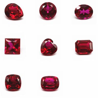 China Wholesale Oval Sparkle Pear Heart Marquis / Cushion Cut Shape Red Color For Growing Loose Gemstones Synthetic Lab Created Red Red Gems for sale