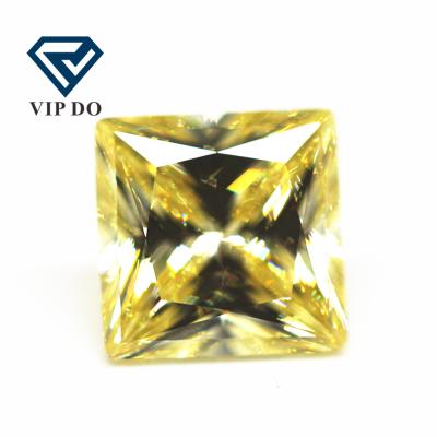 China Color Game or Fire 9A Grade Square Princess Cut Color Light Weight Golden Yellow High Carbon Diamond Loose Gemstones Synthetic Zircon Gems for sale