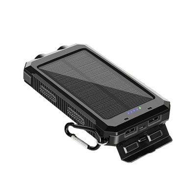 China Outdoor Camping Solar Power Bank 20000 Mah Dual Usb Waterproof Portable Solar Panel Solar Battery Charger For Mobile Cell Phone Charger for sale