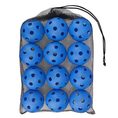 China Can be customized customized plastic balls 72mm 26 hole airflow cavity balls blue color floorball set for outdoor sports for sale