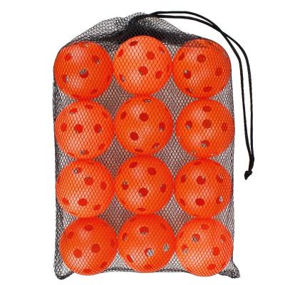 China Can be customized customized plastic balls 72mm orange color floorball 26 holes airflow cavity balls set for outdoor sports for sale