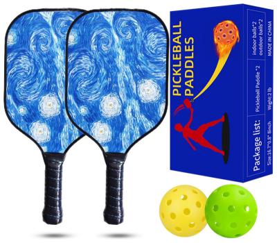 China AS Customized Customized With 2 Ball High Quality Fiberglass And 2 Ball As Pickleball Paddle Set For Outdoor Sports for sale