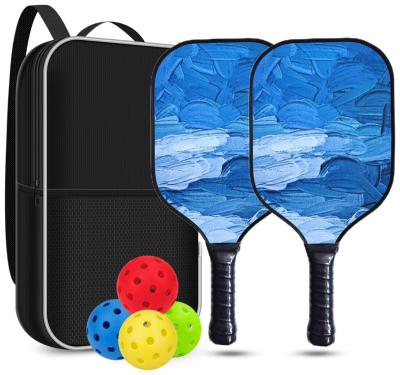 China As New Popular Customized Customized Carbon Fiber Face With 4 Balls Indoor Outdoor Pickleball Paddle Set For Outdoor Sports for sale