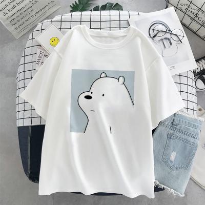 China Kawaii Bear Printing Harajuku Short Sleeve Cartoon Women T-shirt Tops Breathable Summer Tops for sale