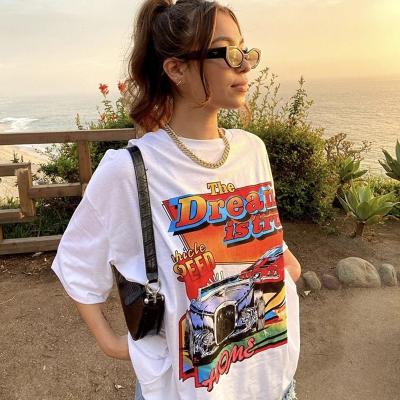 China Viable Oversized T-shirt Streetwear Tops Contrast Color Pattern Vintage Women's Large T-Shirt for sale