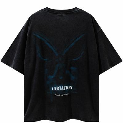 China Custom Hip Hop Cotton T-shirt Fit Big Shirt Large Loose Viable Oversized Letter Butterfly Graphic Tees Tops Men's T-shirt for sale