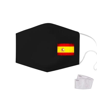 China Reusable Washable Black Cotton Face Masks Anti-dust Face Mask Spain National Flag Face Mask for sale