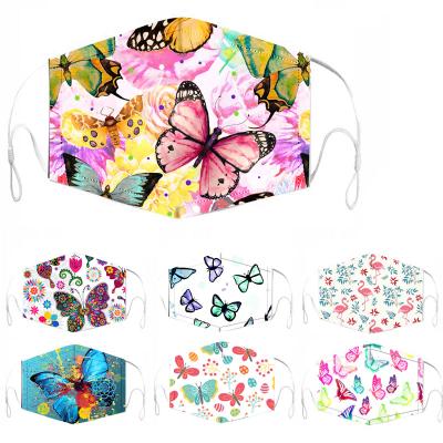 China Cotton Color Vintage Butterfly Print Reusable Washable Cloth Mouth Mask Anti-dust Face Masks for sale