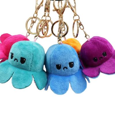 China Amazon Material Eco-friendly Hot Selling Ready For Flip Boat Double Side Plushie Key Chain Octopus Plush Stuffed Animals Toys Reversible Soft Octopus for sale