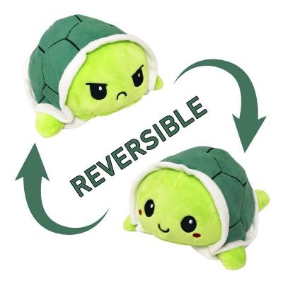 China Amazon Hot Selling Eco-friendly Stuffed Flip Plush Reversible Green Turtle Plushie Double-sided Turtle Plushie Soft Toy With pp cotton for sale