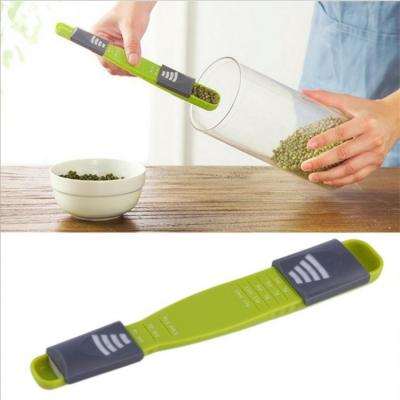 China 2021 Adjustable Kitchen Scale Measuring Spoon Scale Measuring Scale Creative Plastic Double End Spoon for sale