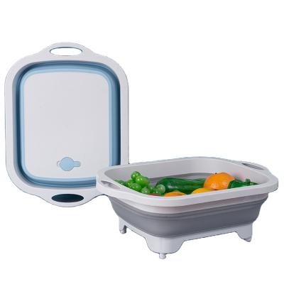 China Outdoor portable stocked drain basin, vegetable basket, kitchen foldable multifunctional cutting board for sale