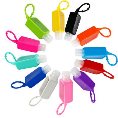 China Hot Selling 30ml Travel Hand Sanitizer Silicone Holder Bottle Eco-friendly Portable Hand Sanitizer 1oz Chain Bottle With Silicone Sleeve for sale