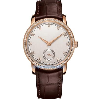 China Water Resistant Customized Small Second Hand Quartz Diamonds Genuine Leather Watch Water Resistant for sale