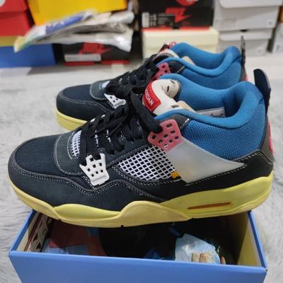 China 2022 Union Air 4 Retro Sports Basketball Assets Off DARK SMOKE BLUE GRAY Men Women Sneakers Size US4-12.5 BRIGADE Black for sale