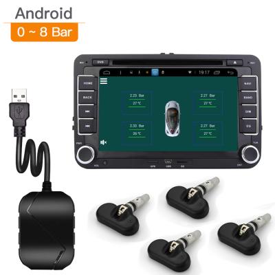 China Factory USB TPMS Tire Pressure Monitor Android Navigation Transmitter Bar Monitoring Alarm Temperature Wireless Receiver VT-TP1019I/PSI for sale