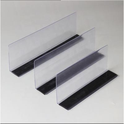 China Plastic Clear Magnetic L Shape Shelf Easy Installation Supermarket PVC Dividers For Metal Shelf for sale