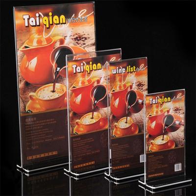 China Suermarket Acrylic Display A3 A4 A5 A6 Wholesale Tabletop Acrylic Sign Holder Menu Display Stand for sale