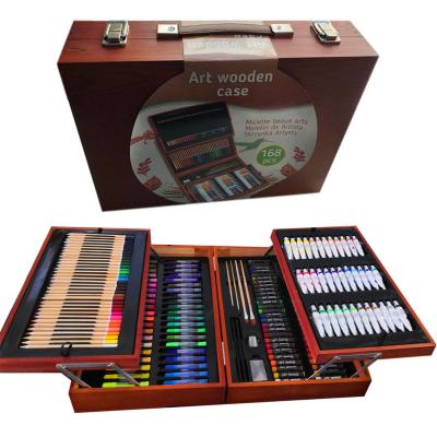 China 174PCS School Wooden Case Toys Artist Kids Wooden Art Deluxe Set for sale