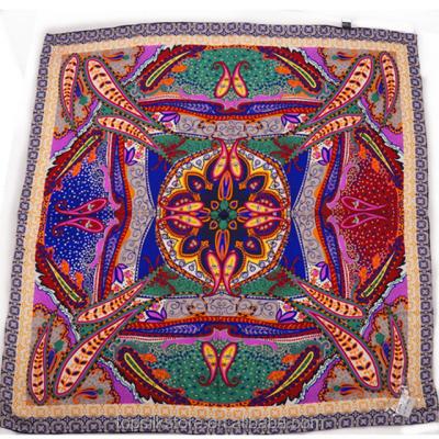 China Designer Brand Square Twill Silk, 100% Silk Scarf Square Paisley Square Scarf for sale