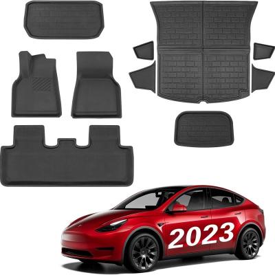 China Tesla Model Full Set 3D Floor Mats 10 PCS All Weather Anti-Skid Waterproof Anti-skidding Y Car Floor Mats Compatible With 5 Seat for sale