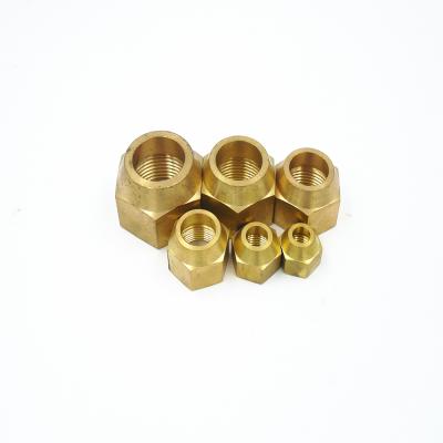 China Short Air Condition And Refrigeration Brass Copper Fittings Flare Brass Nut 3/4 50pcs One Pack for sale