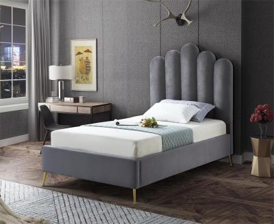 China New Good Quality Children's Storage Low Price Upholstered Bed Velvet Gray for sale