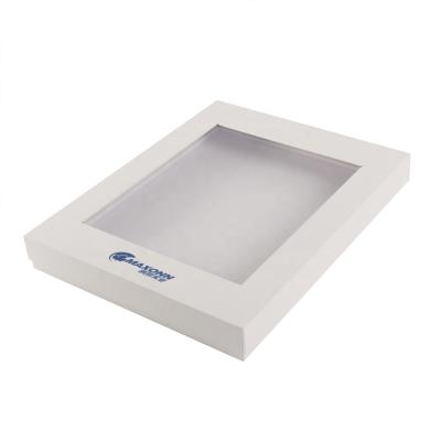 China Recycled Materials Customized White Luxury Cardboard Packaging Lid Off Paper Boxes Paper, 1200gsmccnb+157gsm C2S Coated Paper With Clear Window for sale