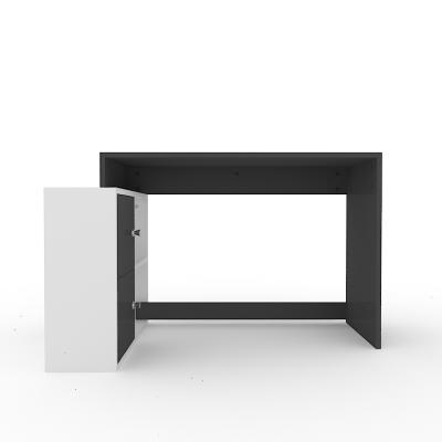 China Home office office with modern L-shaped wooden shelf Home Office corner desk, black and gray, white wooden tables Te koop