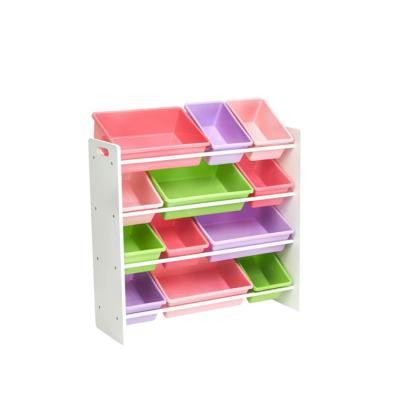 China White Kids Toy Storage Organizer Bins Multifunctional Sustainable Wooden Storage Shelf for sale