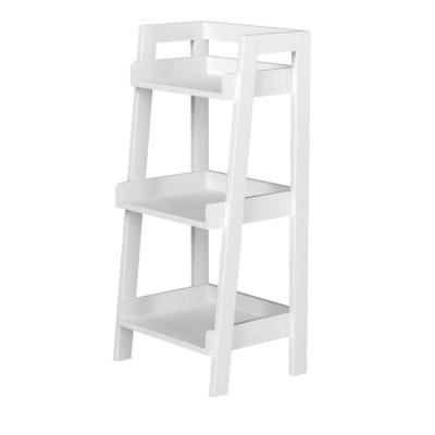 Κίνα 3-Tier Open Ladder Unit Ladder Shelf Bathroom Shelf Modern Living Space Saver White Wooden Shelving Unit προς πώληση