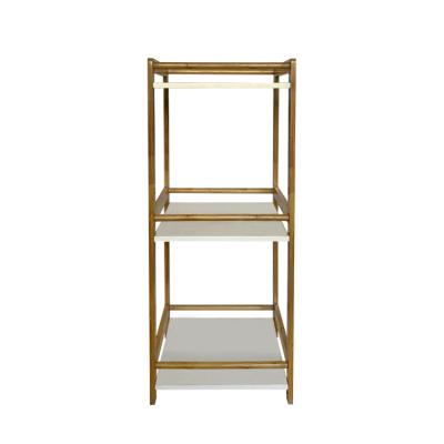 China Eco - Friendly French White Bamboo Framed 3 Tier MDF Bathroom Storage Shelf for sale