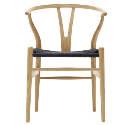 China Factory Price Natural Indoor Outdoor Furniture Rattan Cooling Solid Wood Seat Wishbone Chair Restaurant for sale