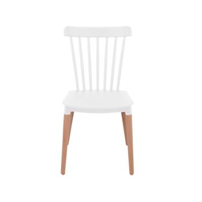 China Good Quality PP Simplicity Home Cooling Plastic Modern Furniture Dining Chairs Hot Selling Living Room Plastic Chair With Wooden Leg for sale