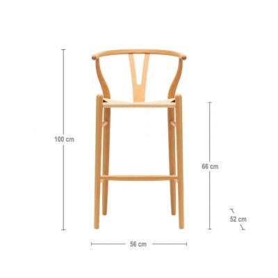 China Wishbone Solid Wood Bar Stool High Wish Bone Counter Stool Barstool Furniture Scullery Modern Y Armrest Stool Chair With Footrest for sale