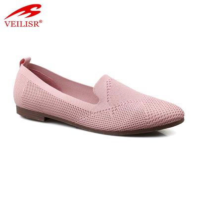 China Flat Outdoor Summer Knit Cloth Ladies Casual Shoes Women Flats Shoes for sale