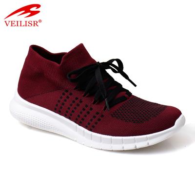 China Breathable Zapatillas Fly Knit Fabric High Top Unisex Women Fashion Sneakers Yeezy Casual Sport Running Shoes for sale