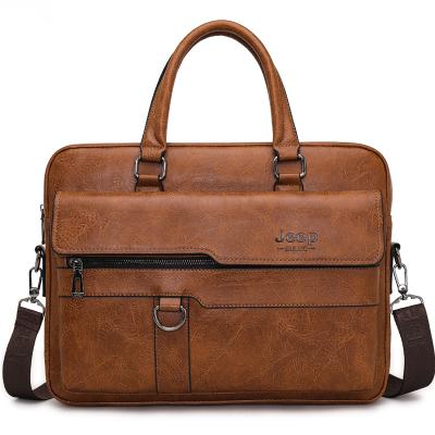 China Vintage Multifunctional Business Casual Dress PU Handbag Waterproof Leather Cross - Body Messenger Shoulder Men Briefcase Laptop Bag for sale