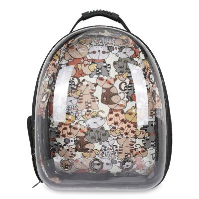 China Travel/Walking Transparent Breathable Backpack Cat Dog Design Carrier Bag for sale