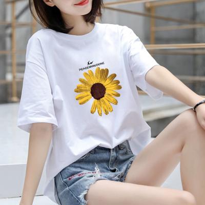 China Customized T-shirts QUICK DRY With Logo Printed Tishirt White Layd Playeras Camisetas De Mujer Polera Algodon Girl Cotton Women's T-shirts for sale