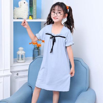 China Breathable Pajamas One Piece Short Sleeve Piyama Dress Girl's Pajamas Sleep Lounge Wear Comfortable Summer Kid Child Nightgown Sleepwear for sale