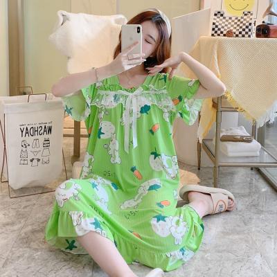 China Summer Girl Skirt Lady Pillama Night Dress QUICK DRY Stacked Dress Suits Pijama Soft Sleepwear Soft Pajamas For Women for sale