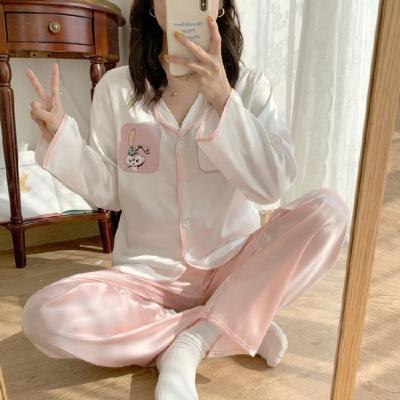 China Luxury Pillama QUICK DRY Designer Girl's Pijama Long Sleeve Nightgowns Night Club Use Pajama Satin Sleepwear Silk Nightgown For Women for sale