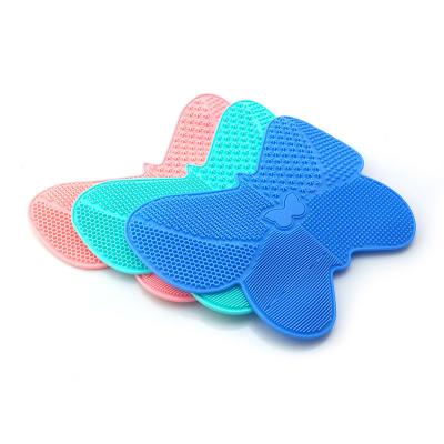 China For Home Use Butterfly Shape Silicone Makeup Brush Cleaning Pad Makeup Brushes Pad for sale