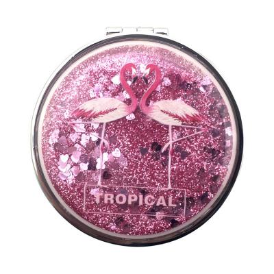 China Flamingo Pocket Mirror Small Pocket Magnifying Double Sided Mirror for sale