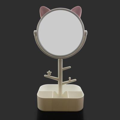 China Desktop Pink Cat Ears Plastic Makeup Mirror Table with Mirror for sale